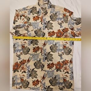 Men's Casual Short-Sleeve Tropical Button-Down Shirt - Beige Floral